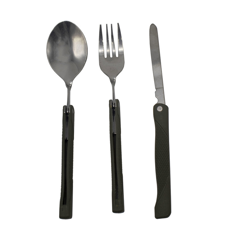 ست قاشق و چنگال و چاقو سفری مدل بلوط کد YP-ARTESHI03 مجموعه 3 عددی