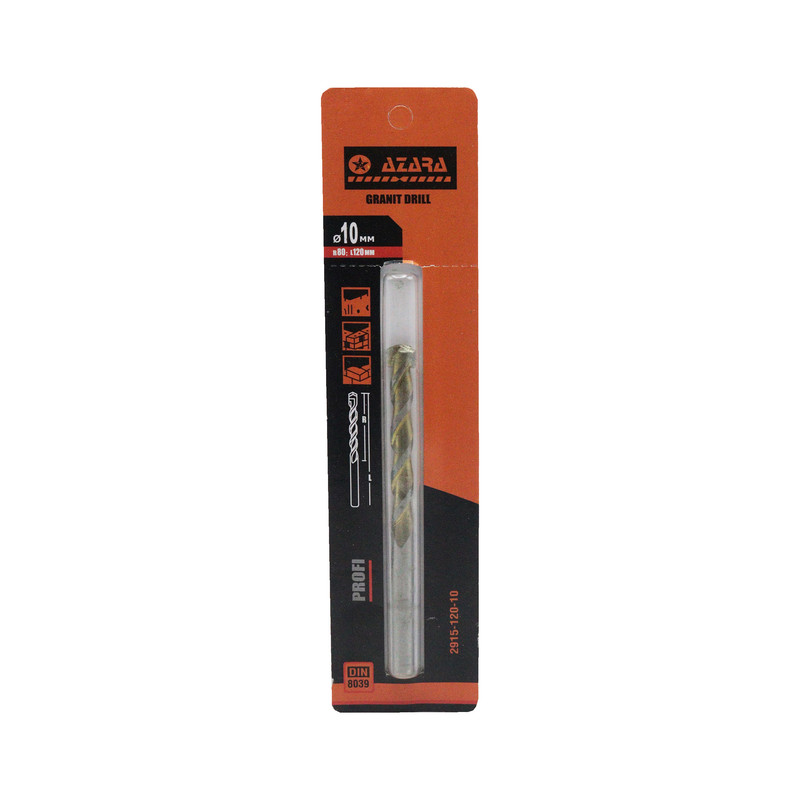 مته گرانیت آزارا مدل YP-DIN8039-2915-120-10 سایز 10 میلی متر 