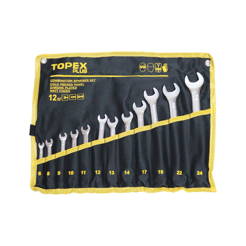 آچار یکسر تخت و یکسر رینگی تاپکس مدل YP-6-24MM سایز 12 عددی 