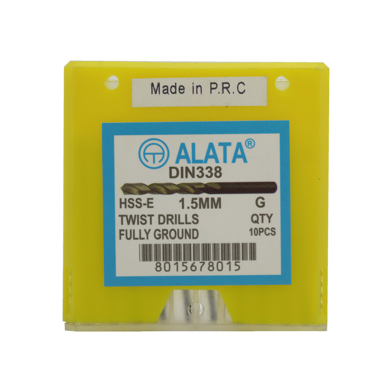 مته آهن آلاتا مدل YP-HSS-E-DIN338-01.5MM سایز 1.5 میلی متر مجموعه 10عددی 