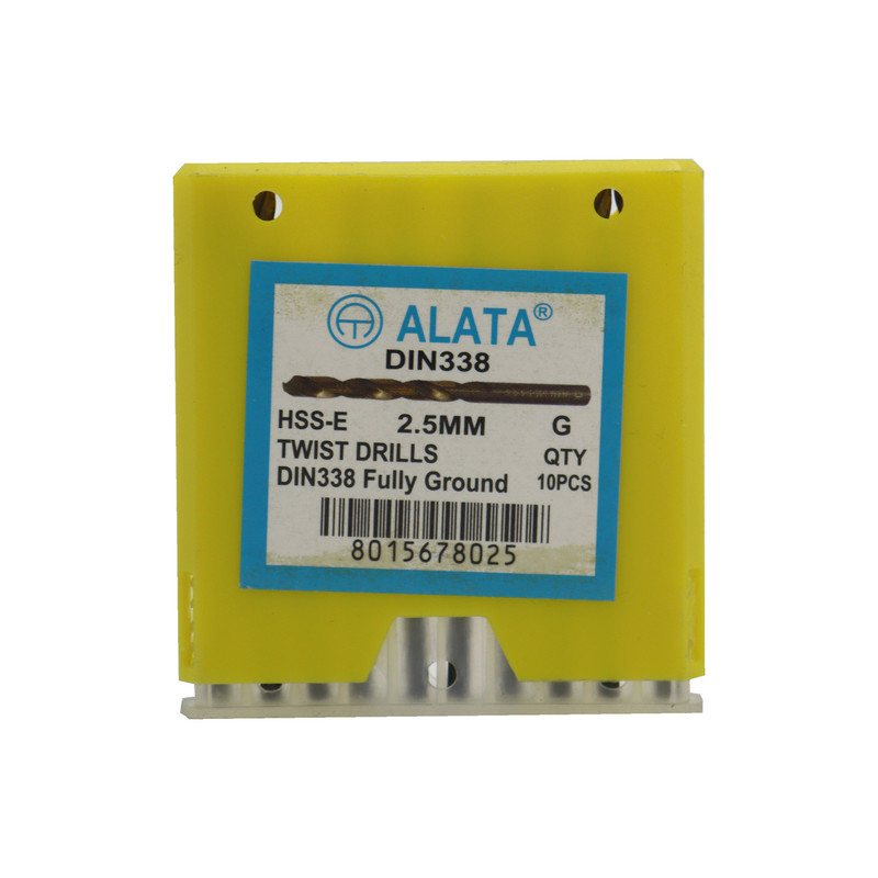 مته آهن آلاتا مدل YP-HSS-E-DIN338-02.5MM سایز 2.5 میلی متر مجموعه 10عددی 
