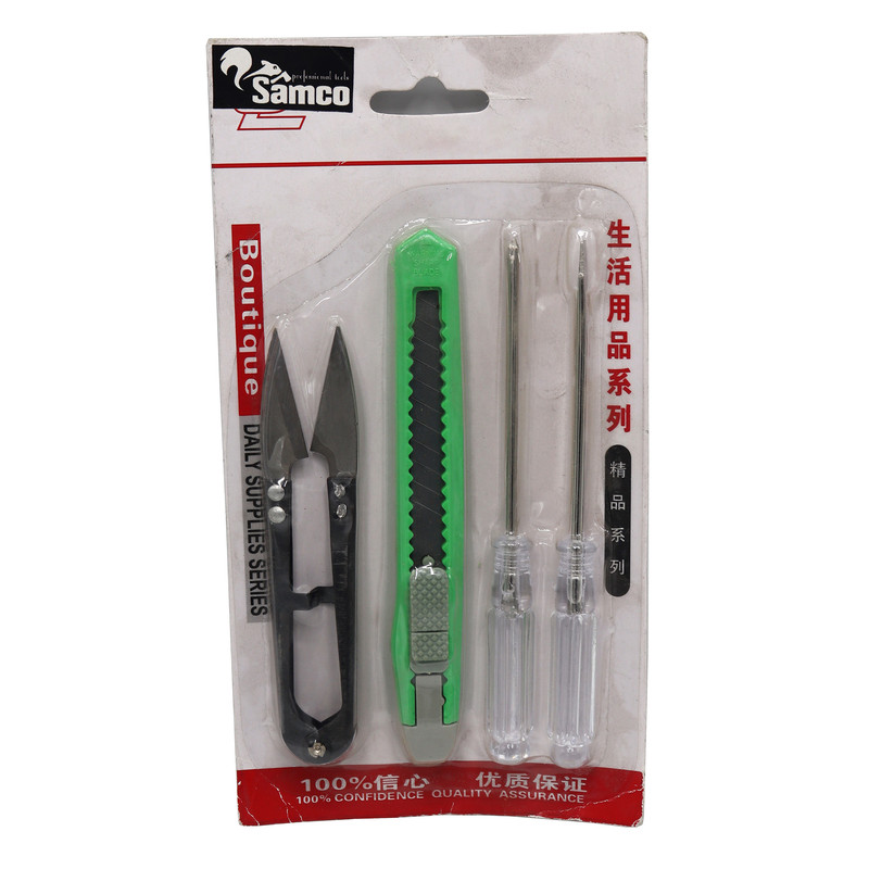 پیچ گوشتی سامکو مدل YP-04 مجموعه 4 عددی به همراه کاتر و قیچی