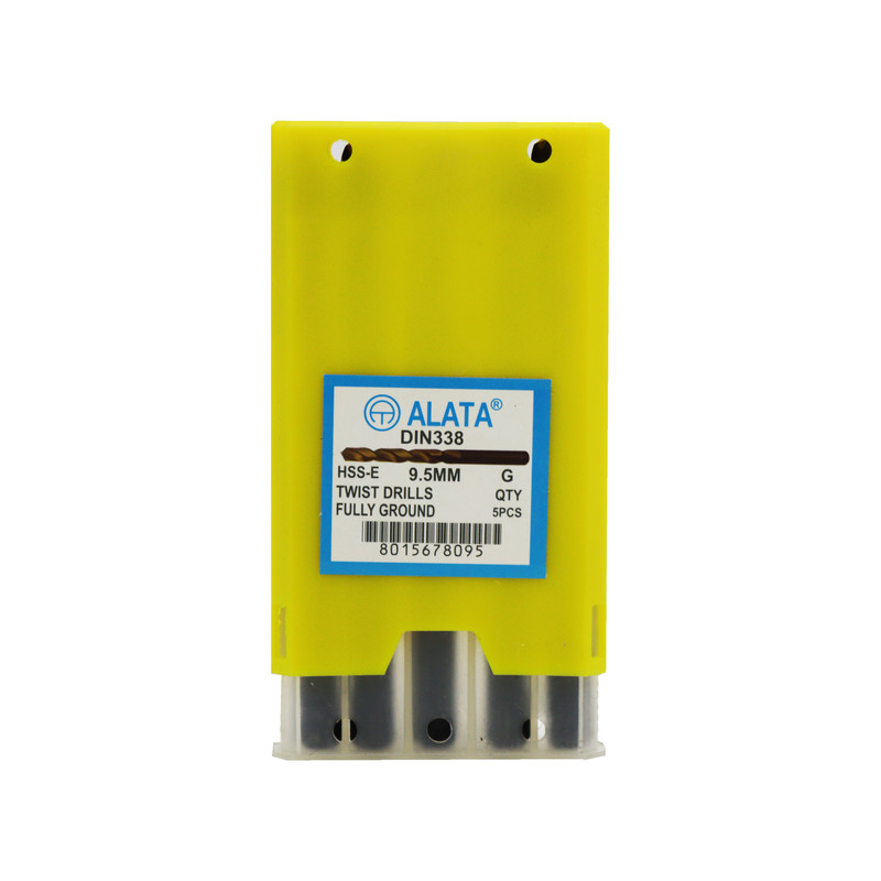 مته آهن آلاتا مدل YP-HSS-E-DIN338-09.5MM سایز 9.5 میلی متر مجموعه 5 عددی 