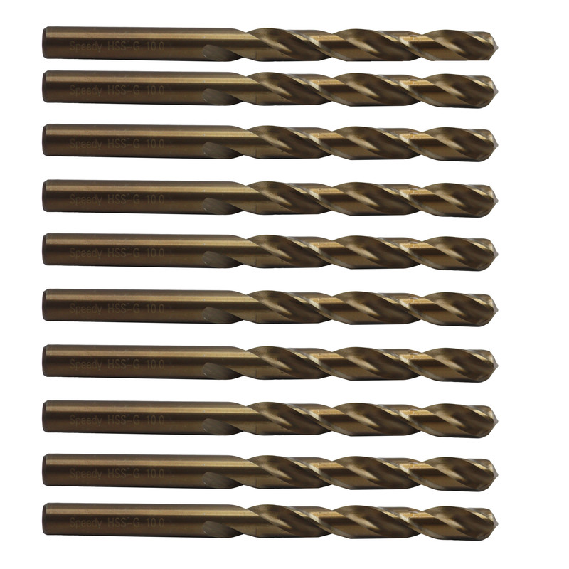 مته آهن اسپیدی مدل YP-HSS-G-010MM سایز 10 میلی متر مجموعه 10عددی 