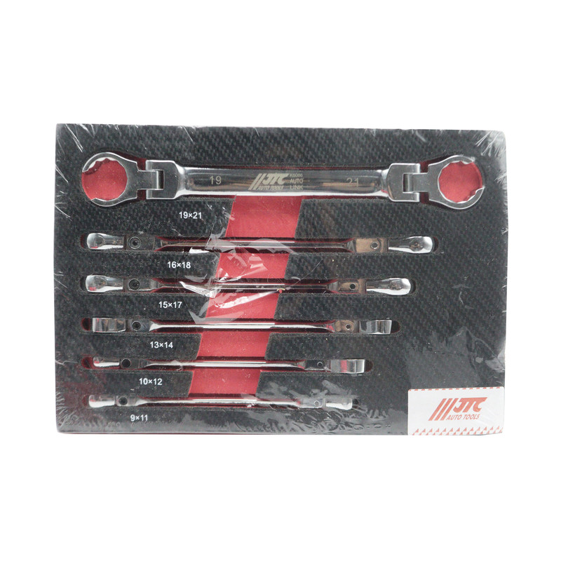 آچار دوسر رینگی جی تی سی مدل چاکدار تاشو کد YP-TASHO مجموعه 6 عددی 