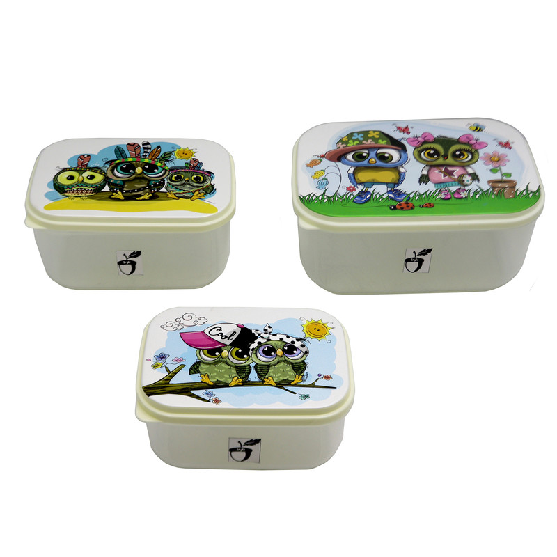 ظرف نگهدارنده مدل بلوط طرح جغد خانواده کد YP-MOSTATIL-03 مجموعه 3 عددی