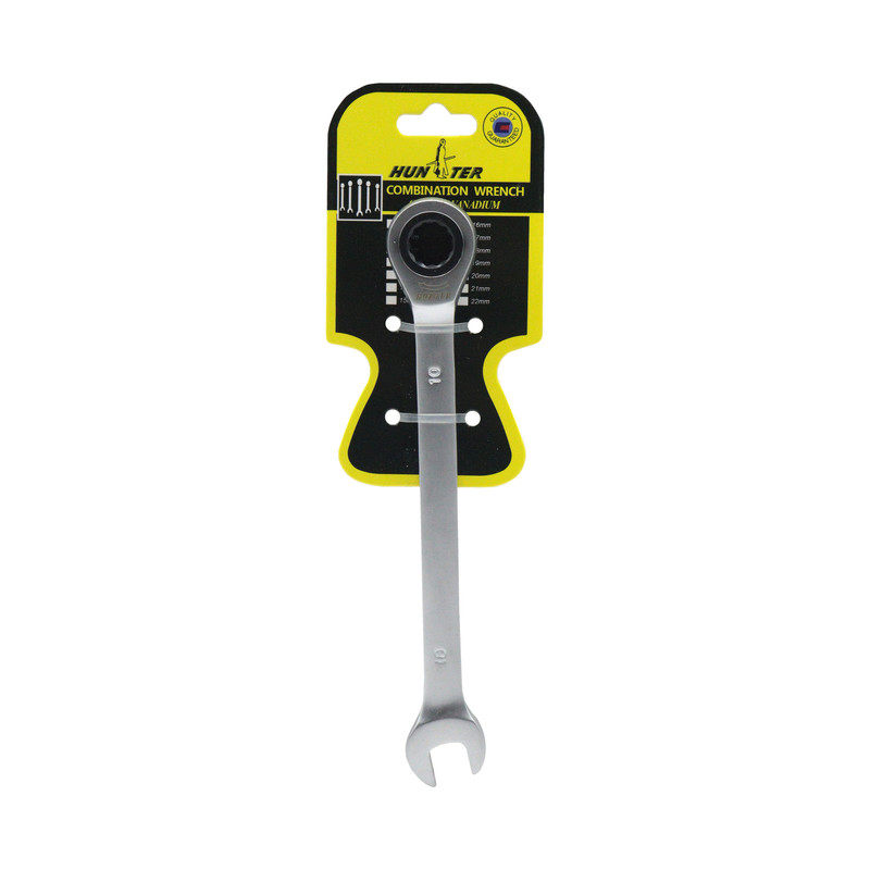 آچار یکسر تخت و یکسر رینگی هانتر مدل جغجغه ای کد YP-010 سایز 10 میلی متر  