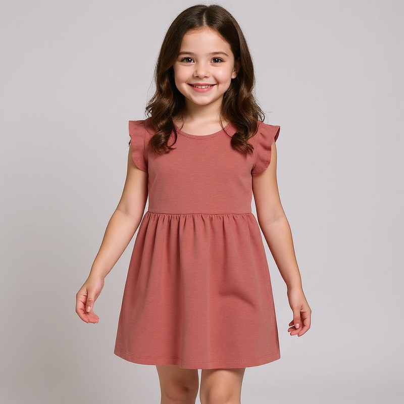 پیراهن بدون آستین یقه گرد دخترانه لوپیلو مدل ساده ساحلی  رنگ صورتی