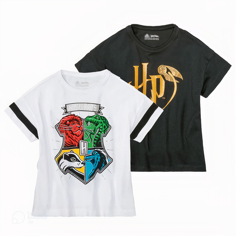 تی شرت آستین کوتاه دخترانه هری پاتر مدل tk-810 مجموعه 2 عددی