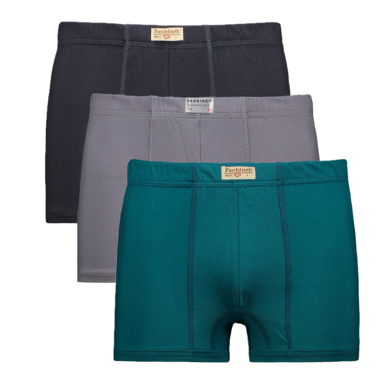 شورت نیم پامردانه پنبینه مدل باکسر طبی دمپا نواری مجموعه 3 عددی