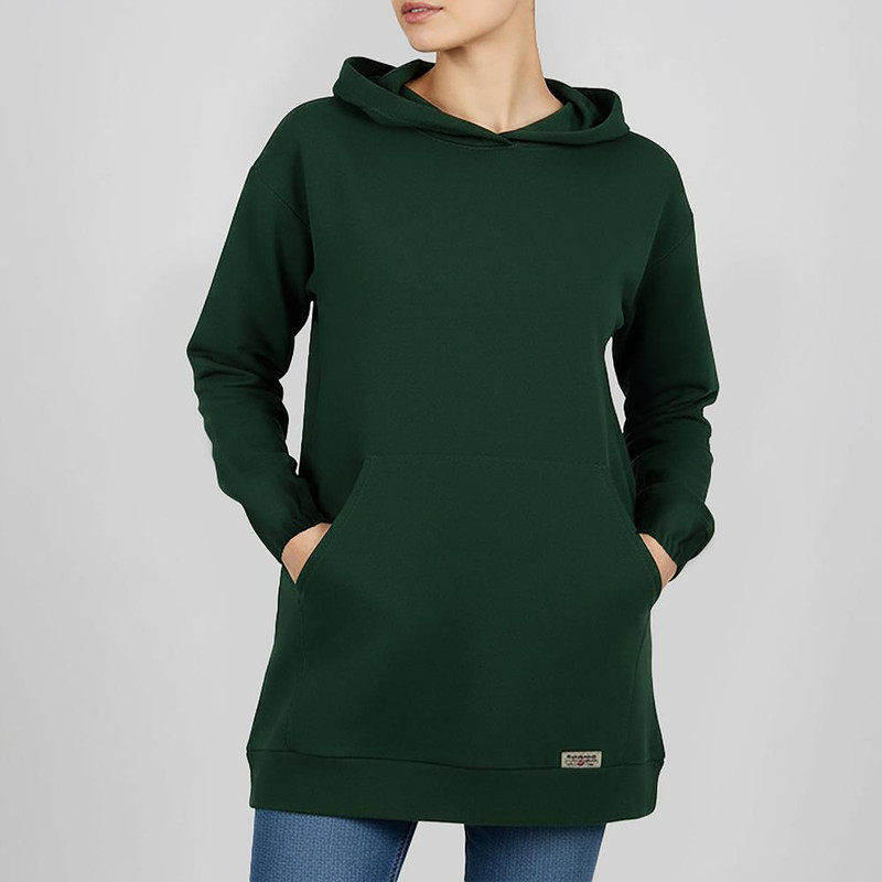 هودی زنانه پنبینه مدل نخ پنبه کجراه جیب دار