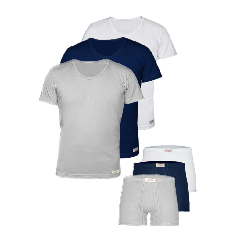 ست شورت و زیرپوش مردانه پنبینه مدل نخ پنبه مجموعه 3 عددی