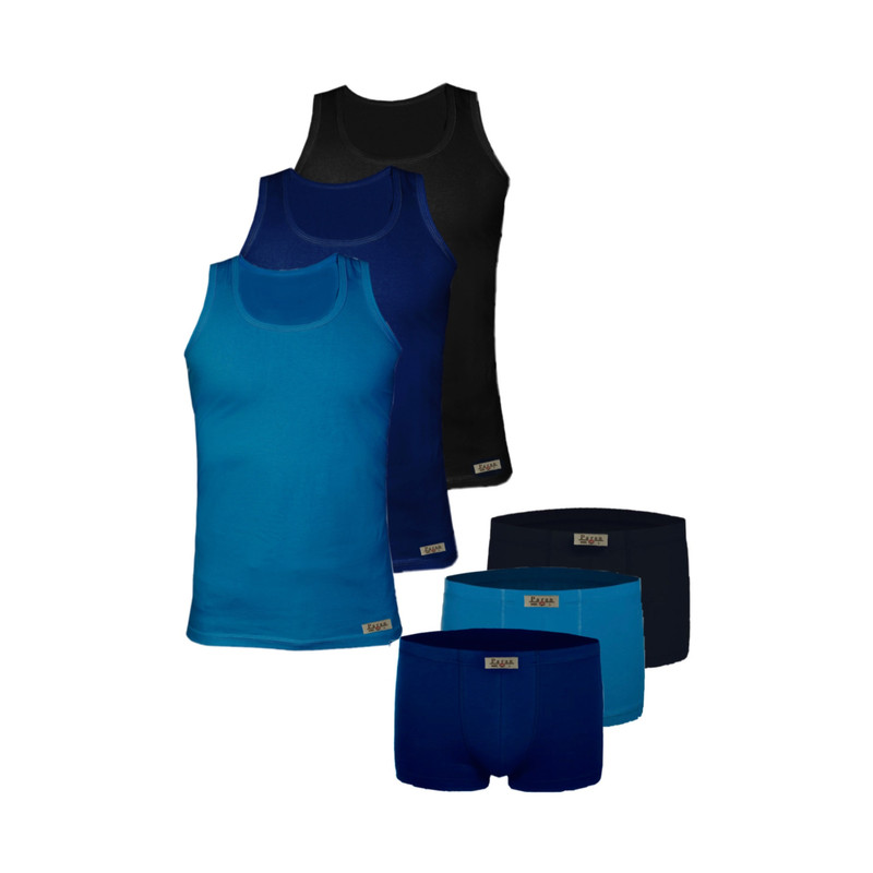 ست شورت و زیرپوش مردانه تولیدی پاران مدل نخ پنبه خالص صادراتی مجموعه 3 عددی