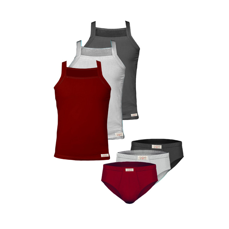 ست شورت و زیرپوش خشتی مردانه پنبینه مدل نخ پنبه خالص صادراتی مجموعه 3 عددی