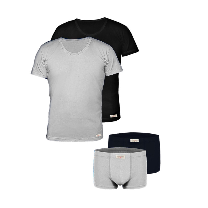 ست شورت و زیرپوش آستین دار مردانه پنبینه مدل نخ پنبه خالص صادراتی مجموعه 2 عددی