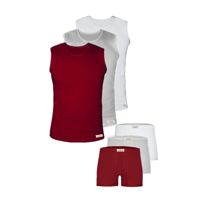 ست شورت و زیرپوش مردانه پنبینه مدل نخ پنبه خالص صادراتی مجموعه 3 عددی