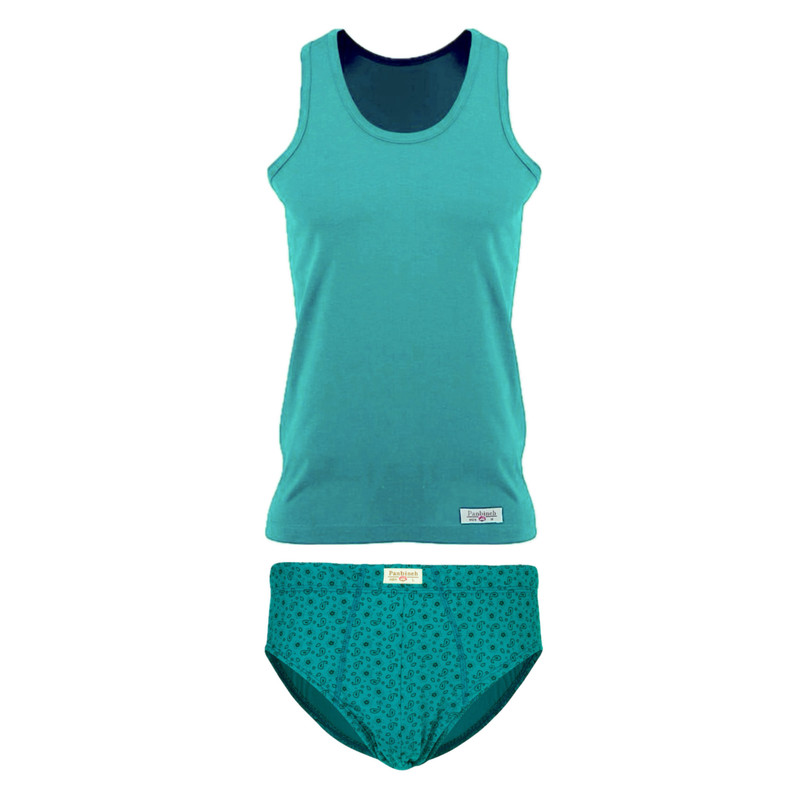 ست شورت و زیرپوش مردانه پنبینه مدل نخ پنبه خالص صادراتی طرح ترمه