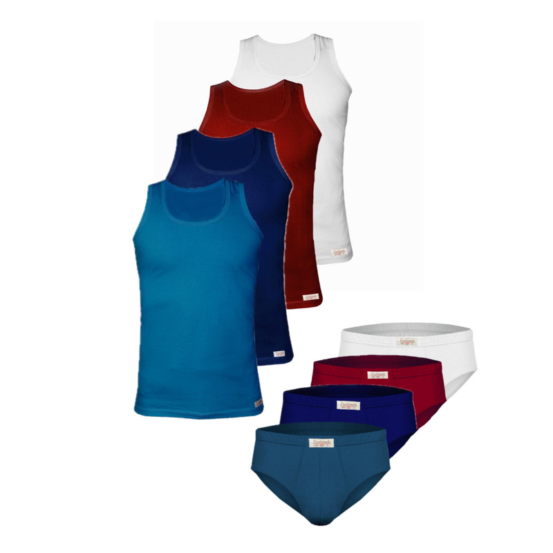 ست شورت و زیرپوش رکابی مردانه پنبینه مدل نخ پنبه خالص صادراتی مجموعه 4 عددی