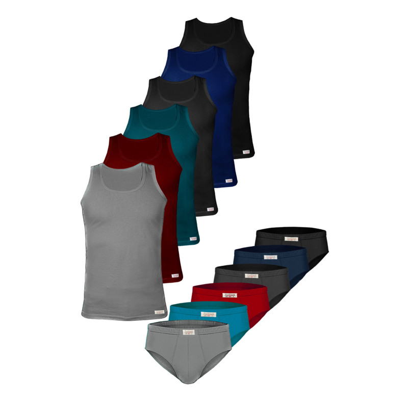 ست شورت و زیرپوش مردانه پنبینه مدل نخ پنبه خالص صادراتی مجموعه 6 عددی