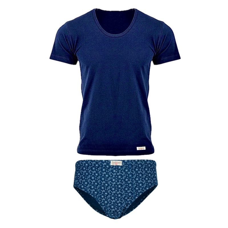 ست شورت و زیرپوش مردانه پنبینه مدل نخ پنبه خالص صادراتی طرح ترمه