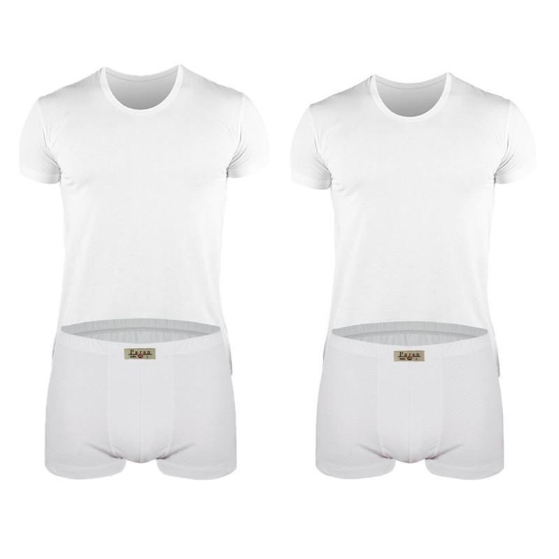 ست شورت و زیرپوش آستین دار مردانه تولیدی پاران مدل نخ پنبه خالص صادراتی مجموعه 2 عددی