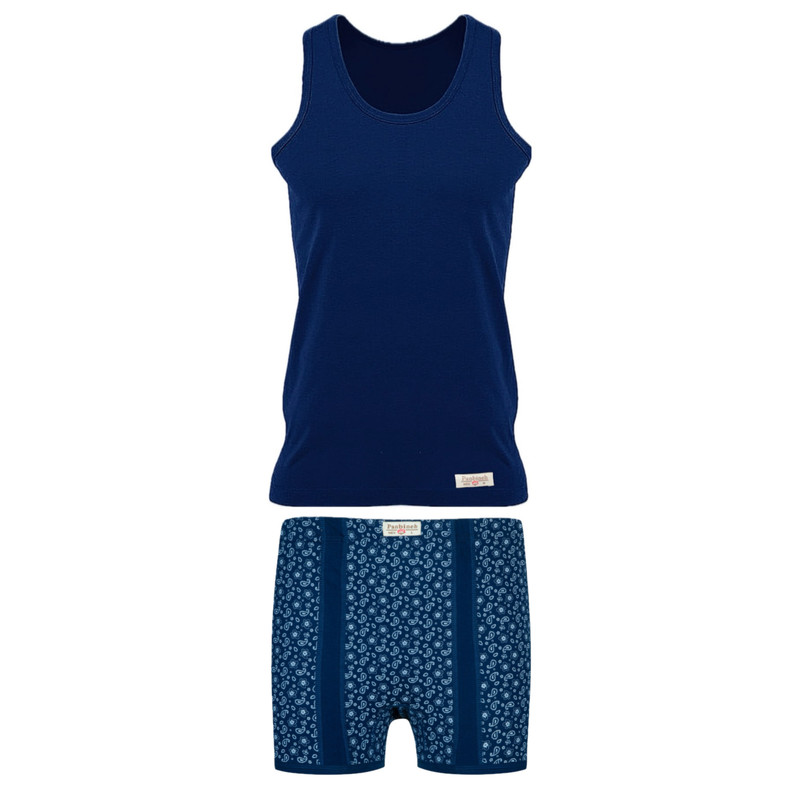 ست شورت و زیرپوش مردانه پنبینه مدل نخ پنبه خالص صادراتی طرح ترمه