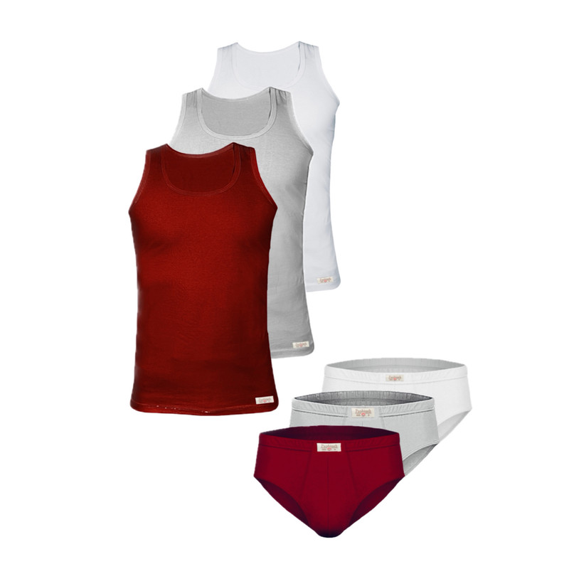 ست شورت و زیرپوش مردانه پنبینه مدل نخ پنبه خالص صادراتی مجموعه 3 عددی