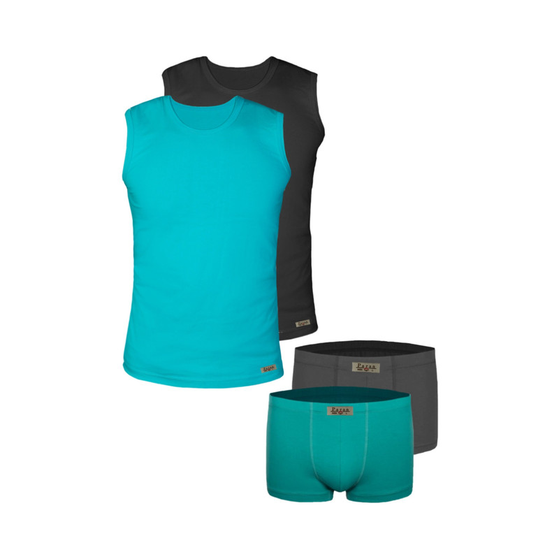 ست شورت و زیرپوش مردانه تولیدی پاران مدل نخ پنبه خالص صادراتی مجموعه 2 عددی