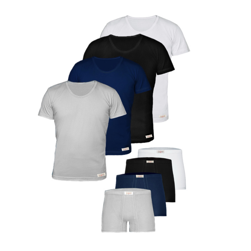ست شورت و زیرپوش مردانه پنبینه مدل نخ پنبه مجموعه 4 عددی