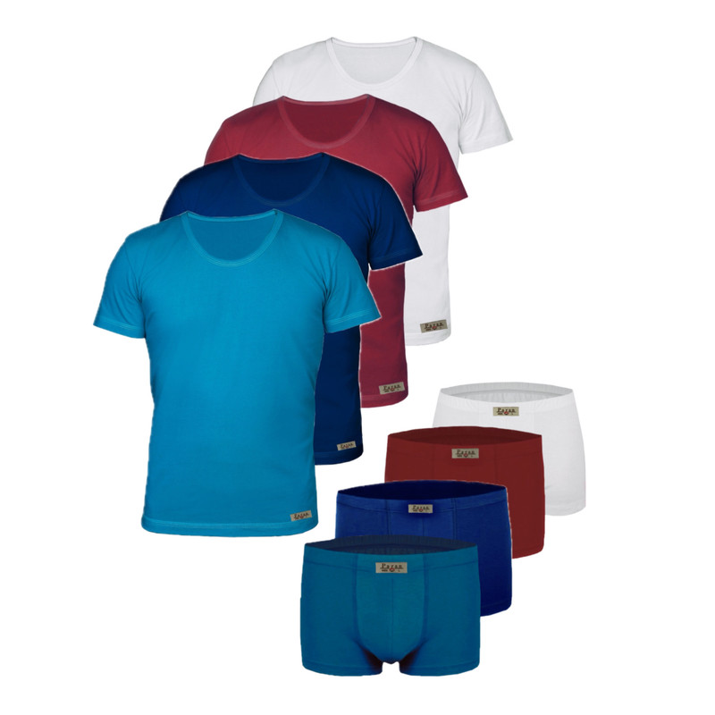 ست شورت و زیرپوش آستین دار مردانه تولیدی پاران مدل نخ پنبه خالص صادراتی مجموعه 4 عددی
