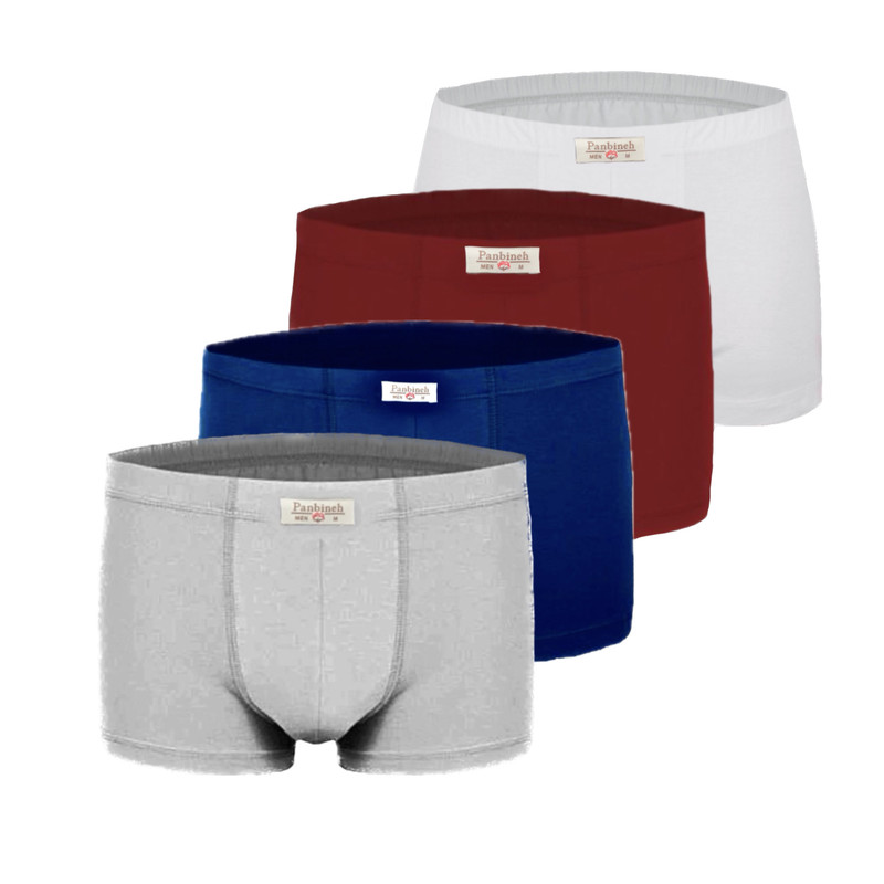 شورت مردانه پنبینه مدل نیم پا دمپا نواری نخ پنبه خالص صادراتی مجموعه 4 عددی