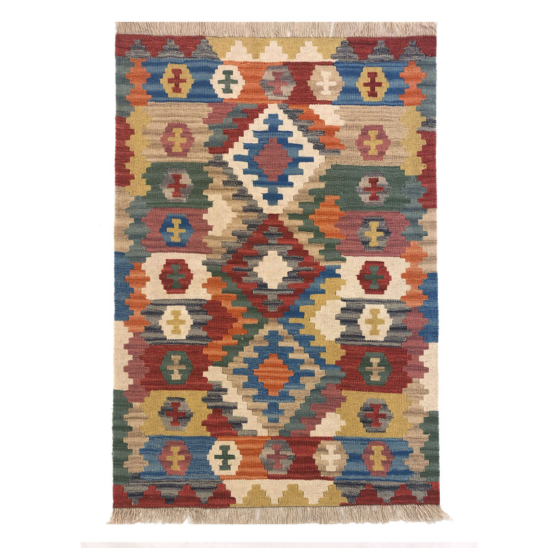  گلیم دستبافت یک متری مدل قشقایی طرح الوان کد 1258097