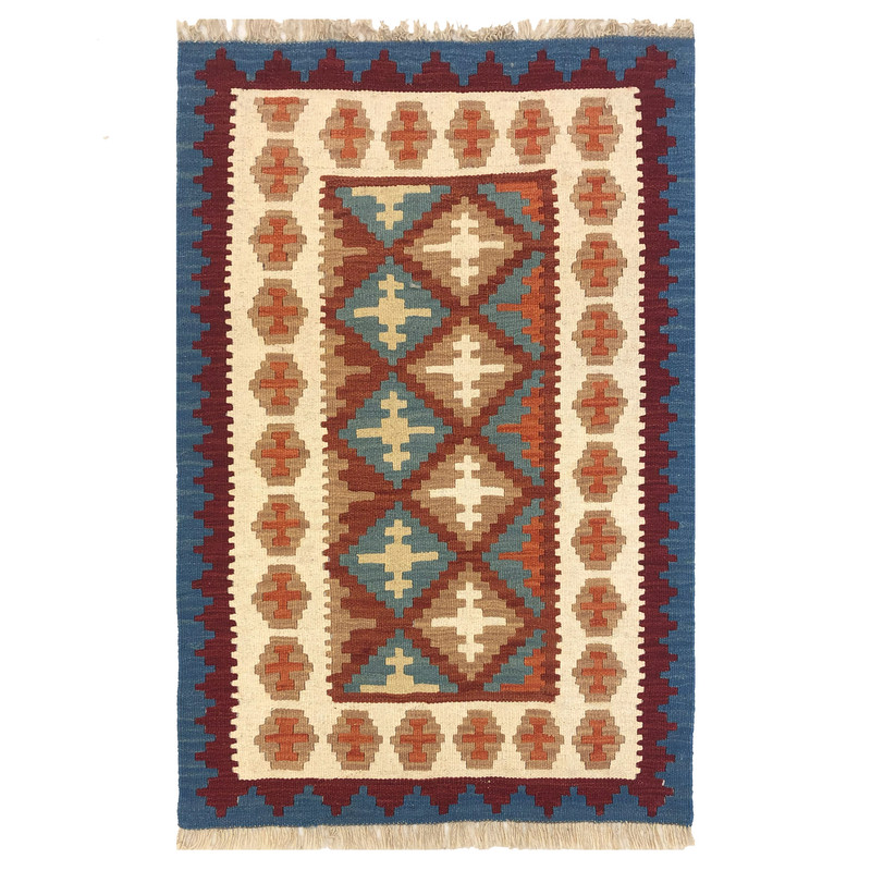 گلیم دستبافت یک متری مدل قشقایی طرح الوان کد 1258095