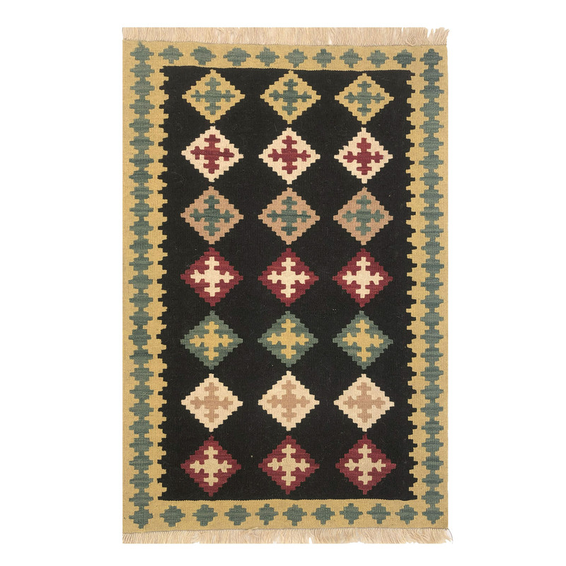 گلیم دستبافت یک متری مدل قشقایی طرح الوان کد 1258080