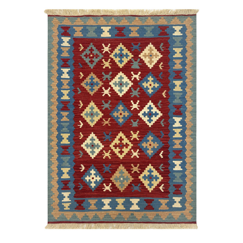   گلیم دستبافت یک و نیم متری طرح قشقایی مدل الوان  کد 15134