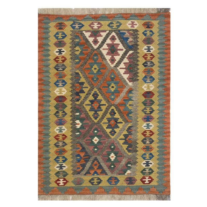 گلیم دستبافت یک متری مدل قشقایی طرح الوان کد 1258078