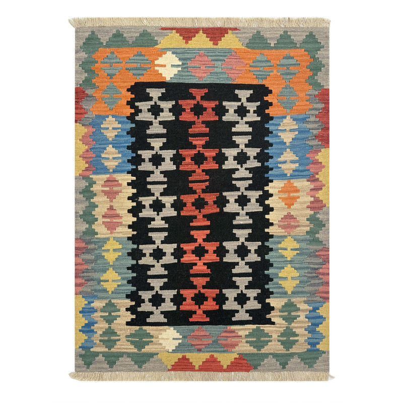   گلیم دستبافت یک و نیم متری طرح قشقایی مدل الوان  کد 15132