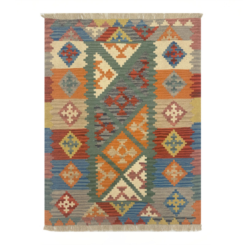   گلیم دستبافت یک و نیم متری طرح قشقایی مدل الوان  کد 15137