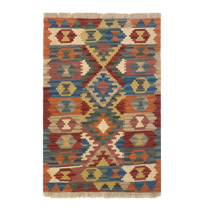 گلیم دستبافت یک متری مدل قشقایی طرح الوان کد 1258099