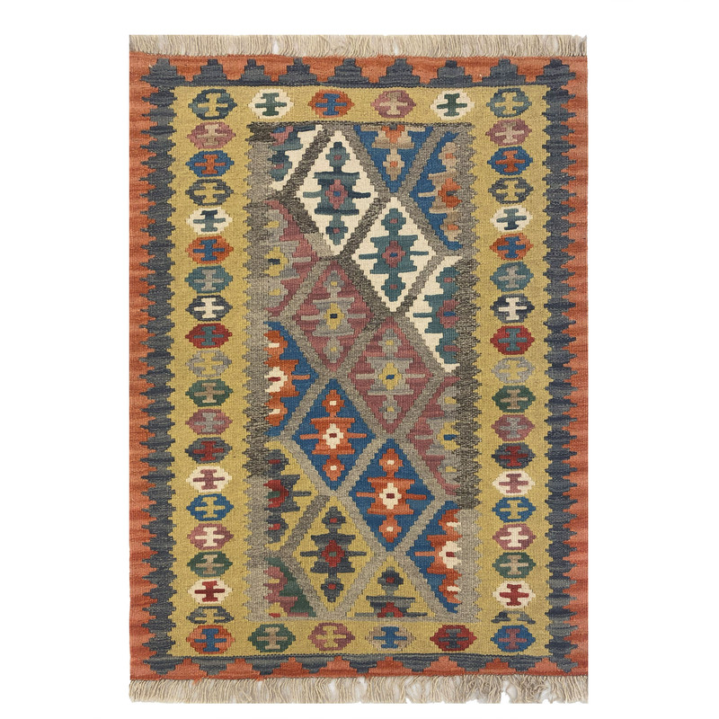 گلیم دستبافت یک متری مدل قشقایی طرح الوان کد 1258076