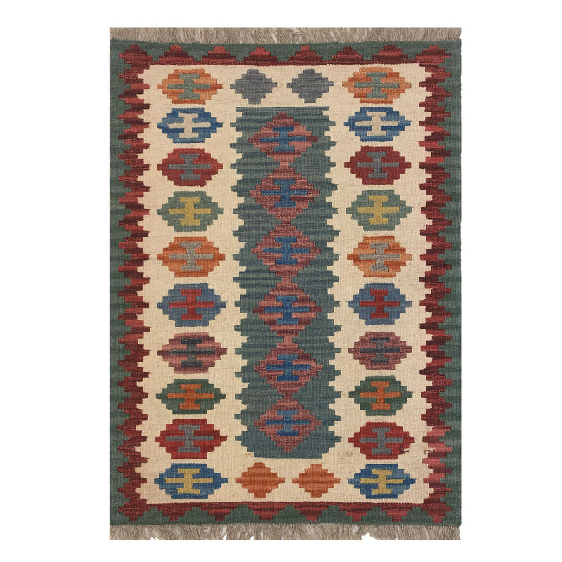 گلیم دستبافت یک متری مدل قشقایی طرح الوان کد 1258077