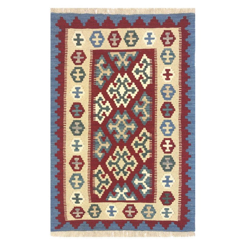 گلیم دستبافت یک متری مدل قشقایی طرح الوان کد 1258085