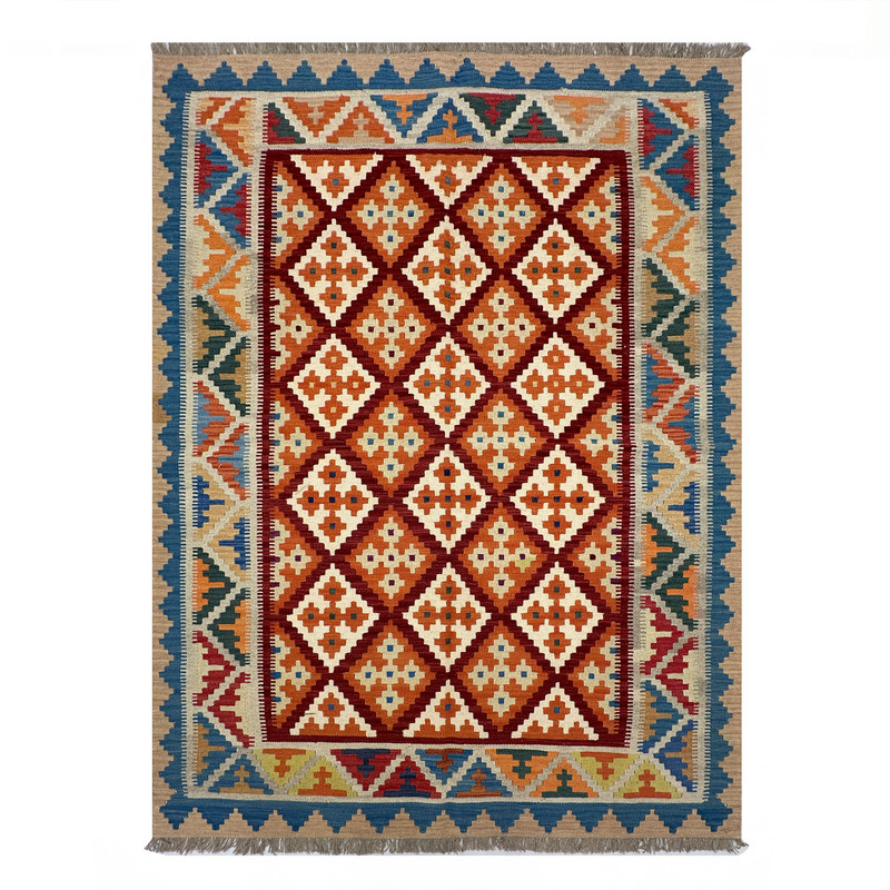   گلیم دستبافت چهار متری طرح سنتی الوان مدل قشقایی کد 2401708