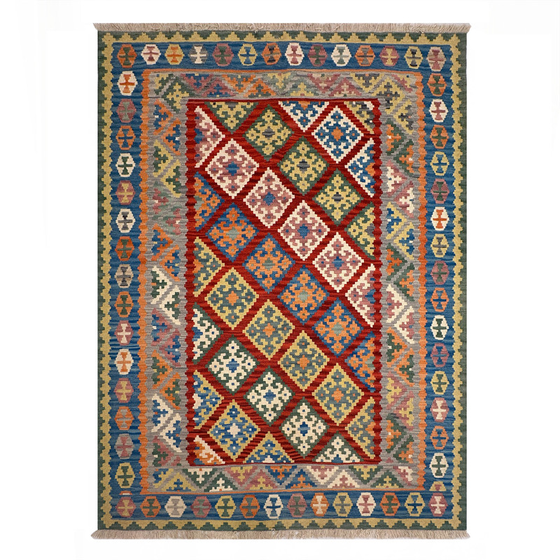   گلیم دستبافت چهار متری طرح سنتی الوان مدل قشقایی کد 2401709