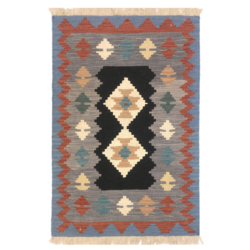 گلیم دستبافت یک متری مدل قشقایی طرح الوان کد 1258082