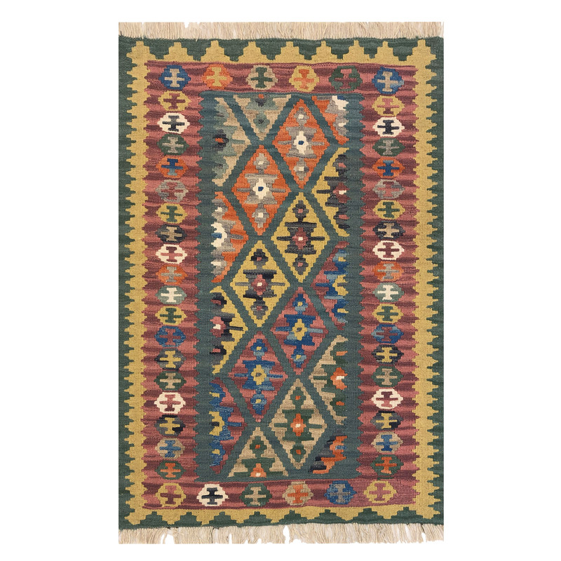 گلیم دستبافت یک متری مدل قشقایی طرح الوان کد 1258087