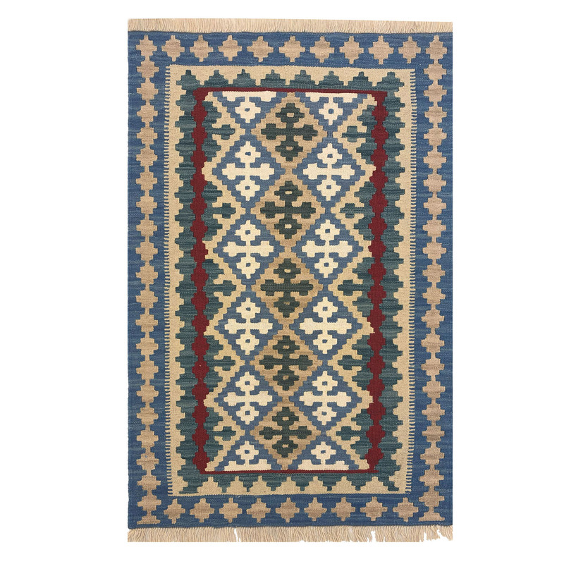 گلیم دستبافت یک متری مدل قشقایی طرح الوان کد 1258089