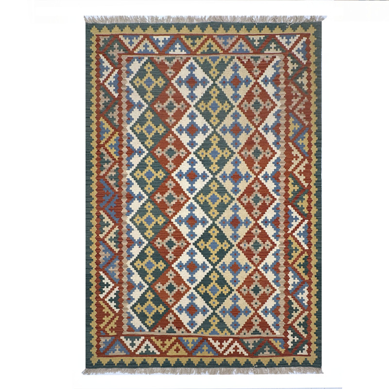 گلیم دستبافت چهار متری طرح سنتی مدل قشقایی کد 24017024