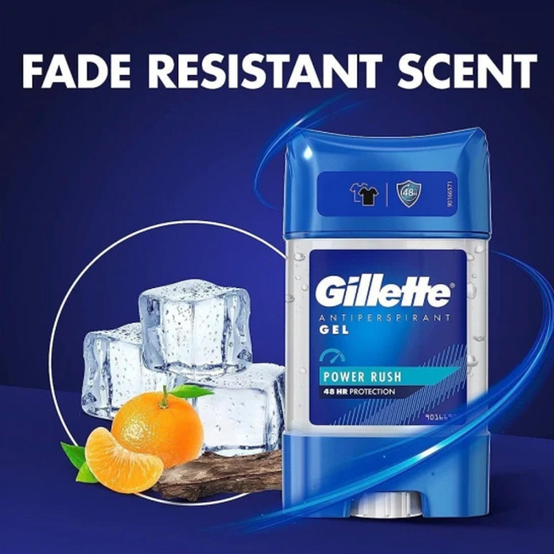 ژل شفاف ضد تعریق مردانه ژیلت مدل Power Rush حجم 70 میلی لیتر 