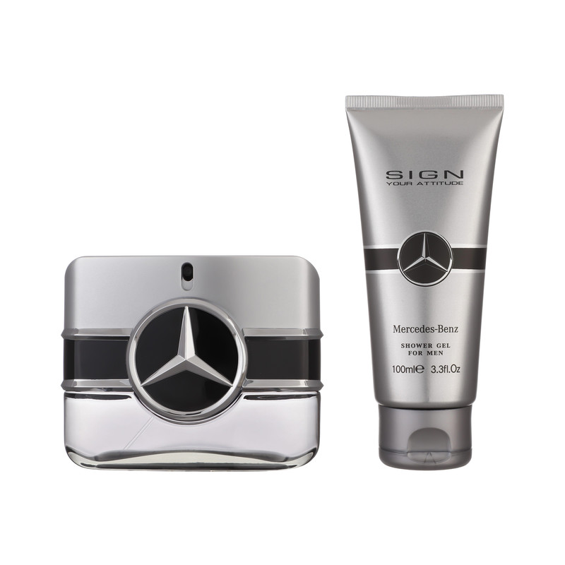 ست ادوتویلت مردانه مرسدس بنز مدل Sign Your Attitude با رایحه خنک حجم 100 میلی لیتر به همراه شامپو بدن مردانه مرسدس بنز مدل Sign Your Attitude حجم 100 میلی لیتر